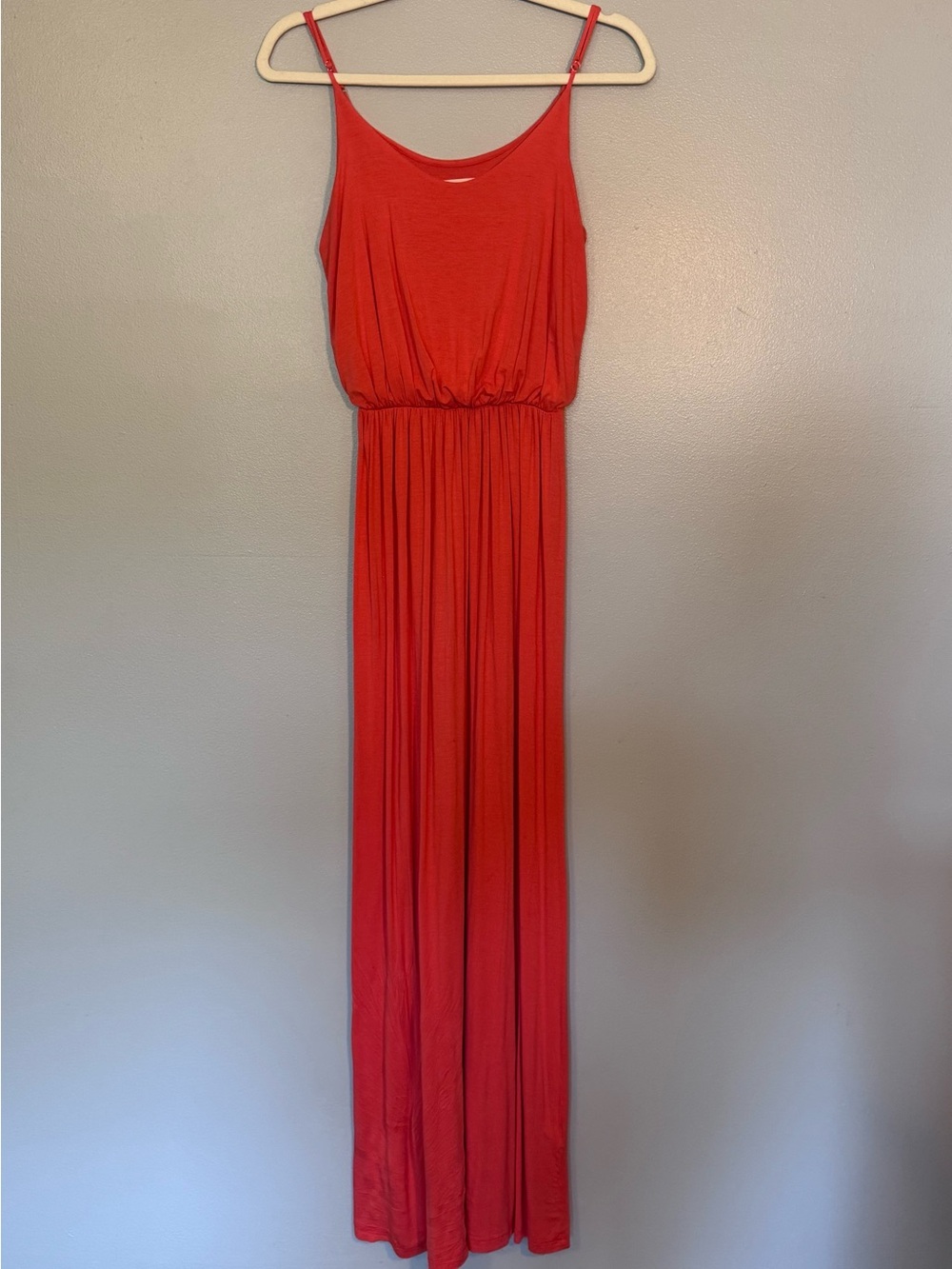 Lush Coral Spaghetti-Strap Maxi Dress | Soft | Stretchy | Adjustable